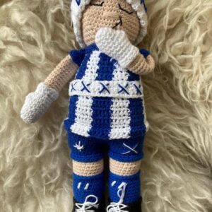 Virkmönster Supportern i Brighton and Hove Albinon färger