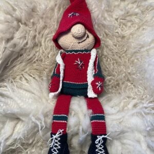 Virkmönster Luvtomte med hängande ben i Frölundas färger