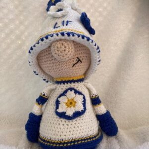 Virkmönster Blomster Tomte i Leksands färger