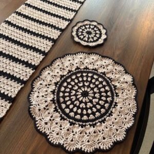 Virkmönster Löpare, Tallriksunderlägg, Glasunderlägg